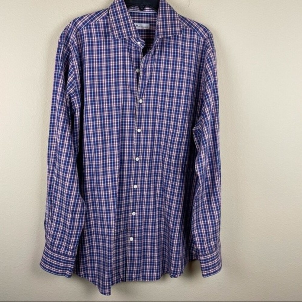 Peter Millar button up check print cotton shirt size L